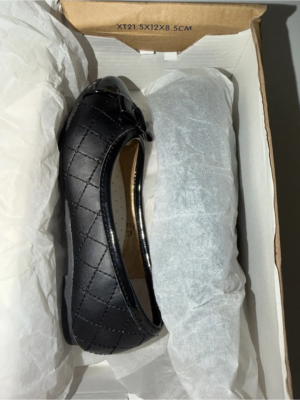 NWT L’Amour Girls Size 9 Black Quilted Cap Toe Mary Jane Flats | Bow